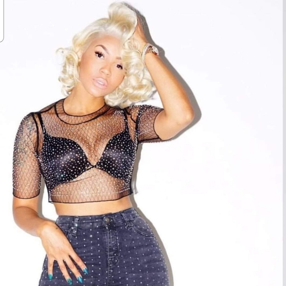Unicorn Universe mesh rhinestone crop top